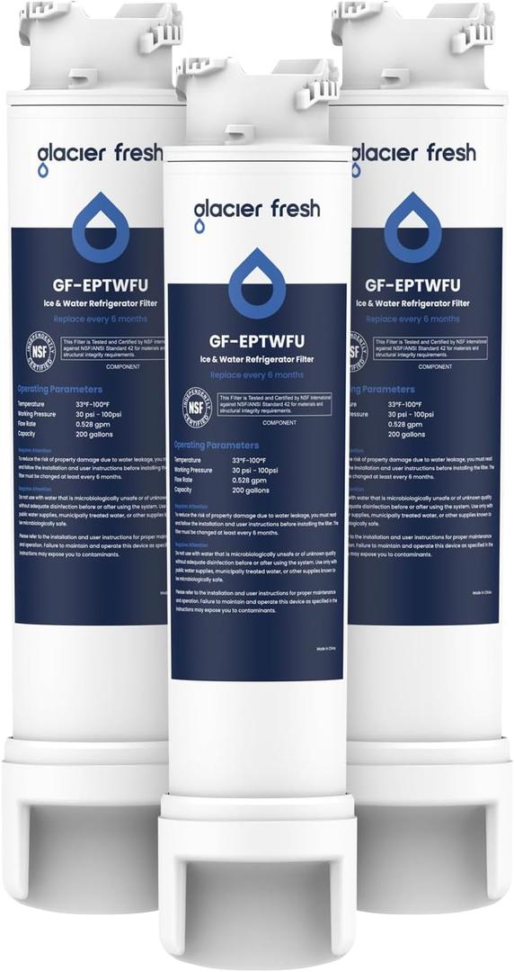 GLACIER FRESH GF-EPTWFU Water Filter Replacement, Compatible with EPTWFU01, EWF02, Pure Source Ultra II, Pure Source Ultra 2, 012505454226, 4562222, 807946701, 3 Pack