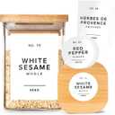 2 x Minimalist Spice Container Labels Self-Adhesive - 160 Stickers for Spice Jars, Spice Jars & Drawers, Round & Rectangular, Waterproof Spice Organiser Labels for Kitchen Organisation (White)