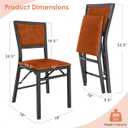 VECELO Folding Dining Chairs Set of 4, Metal Padded Foldable Seating with Comfortable Faux Leather, Space-Saving Portable Guest Seats for Kitchen & Office, No Assembly, Cognac Brown, 4 Pack