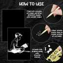 50 Sheet Black Scratch Paper Art Set 8. 5 x 11 Inch Coated Scratchboard Scratch Paper with Wooden Stylus Sharpener and Stencils DIY Painting Art for Adults
