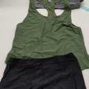 Aqua Eve 3 Piece Athletic Tankini Swimsuits for Women with Swim Tank Tops with Boy Shorts and Sports Bra Modest Bathing Suit (Large, Army Green and Stripes)