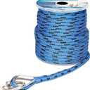 MARINE SYSTEM Made 3/8 Inch 100FT 150FT Blue/Black Nylon Anchor Line Double Braided Anchor Rope/Line with Stainless Steel Thimble and Shackle (3/8" x 150')