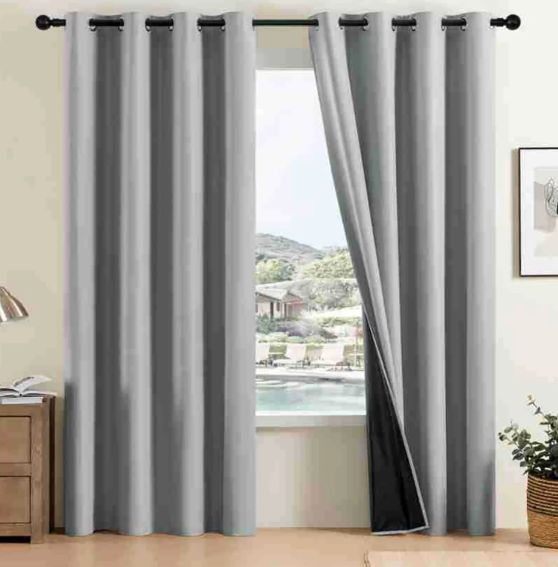 CCWADH Blackout Curtains for Bedroom 52"W X 63"L 1PC, Room Darkening Curtains/Drapes, Soundproof Thermal Grommet Window Curtains for Living Room (Gray)