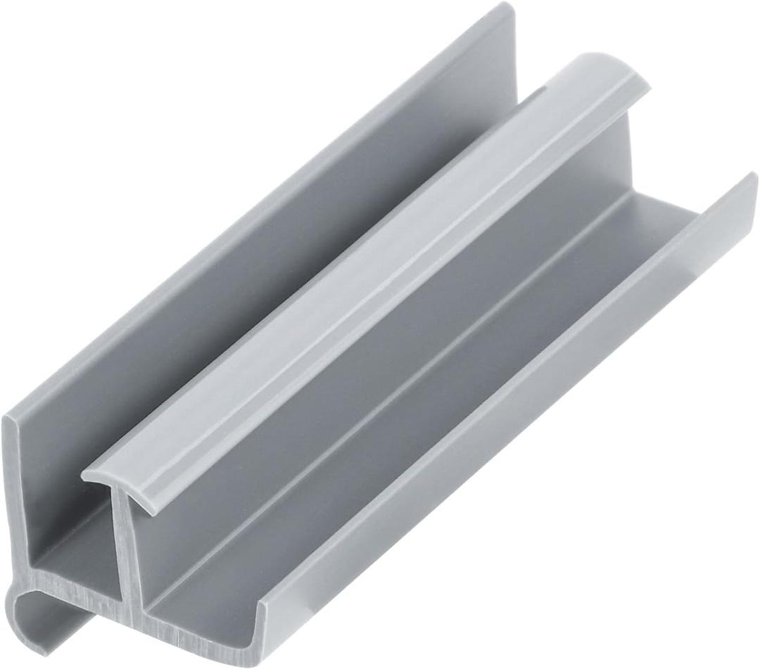 2 x Gray Shower Door Bottom Track, Single-Sided Channel Dimensions of 1/2 inch and 3/8 inch, Suitable for Shower Glass Doors with thicknesses of 7/16 inch and 5/16 inch (1 Pack)