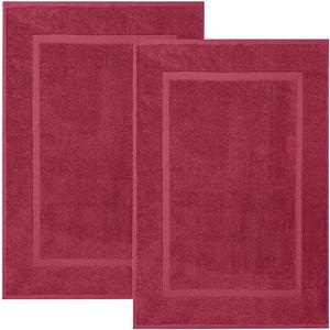KAHAF COLLECTION Bath Mat Floor Towel Set - Absorbent Cotton Hotel Spa Shower/Bathtub Mats [Not a Bathroom Rug] (Burgandy, 2 Pack (16"x24"))