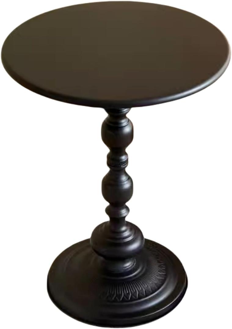 Classic Design Wrought Iron Small Side End Coffee Table - Black, Vintage for Living Room, Bedroom, BathroomBalcony, Patio, Garden, Swimming Pool Multi-Purpose