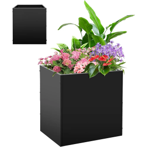 Metal Planter Box, Planter Boxes Outdoor Heavy Duty, Rectangular 3 Tier Adjustable Height Outdoor Planter, Galvanized Steel Plant Box, Garden Planter for Plants and Flowers, 38'' L x 16'' W x 20'' H