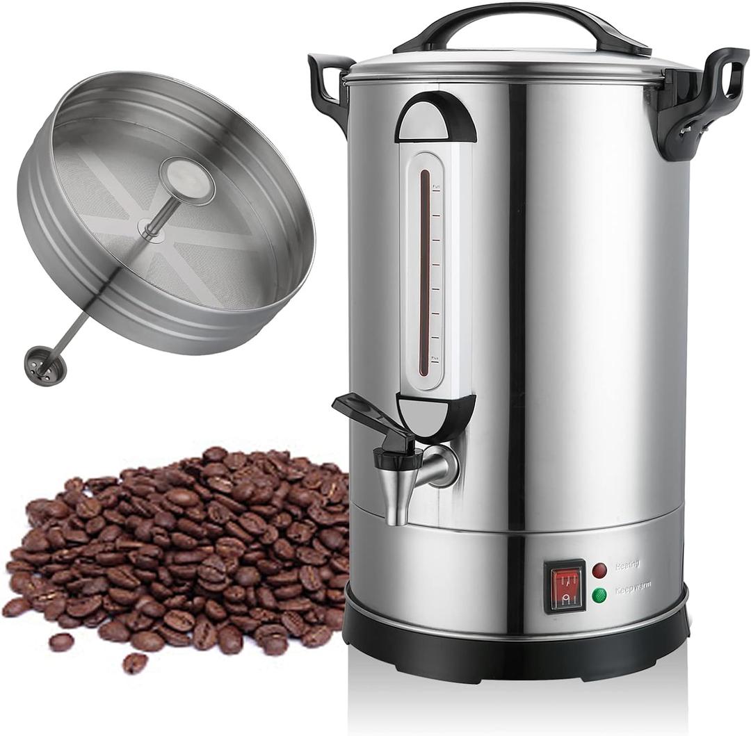 100 Cup Commercial Coffee Urn, 16L Large 304 Stainless Steel Percolator