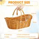 Wesiti 6 Pcs Wicker Picnic Basket with Handle, Hand Woven Harvest Basket Bulk, Wicker Flower Hoppet for Storage, Picnics, Easter, Organizing, Egg Gathering, Candy, Wedding(Light Brown)