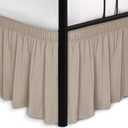 Biscaynebay Wrap Around Bed Skirts with Split Corners for Queen Beds 18" Drop, Light Camel Adjustable Elastic Dust Ruffles Easy Fit Wrinkle Resistant Silky Luxurious Fabric Machine Washable