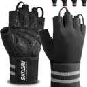 SIMARI Workout Gym Gloves for Men Women, Weight Lifting Gloves with Wrist Wrap Support, SBR Pad Grip for Full Palm Protection, for Exercise, Fitness, Dumbbells, Barbell, Climbing, Fingerless (Large, Black)