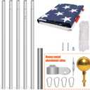 NELXINJO 20FT Heavy Duty Flagpole Kit for Yard,14 Gauge Flag Pole for Outside In Ground, Extra Thick Outdoor Flag Poles with 3x5 American Flag for Residential or Commercial(20FT, Silver)