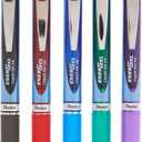 Pentel EnerGel RTX Retractable Liquid Gel Pen, (0.5mm), Fine Line, Metal Tip, Assorted Ink Colors, Pack of 5 (BLN75BP5M)