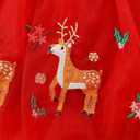 Bumeex Girl's Long Sleeve Dresses Cotton Christmas Cute Embroidery Applique Swing A-Line Casual Tunic Playwear 2-13 Years (Red)