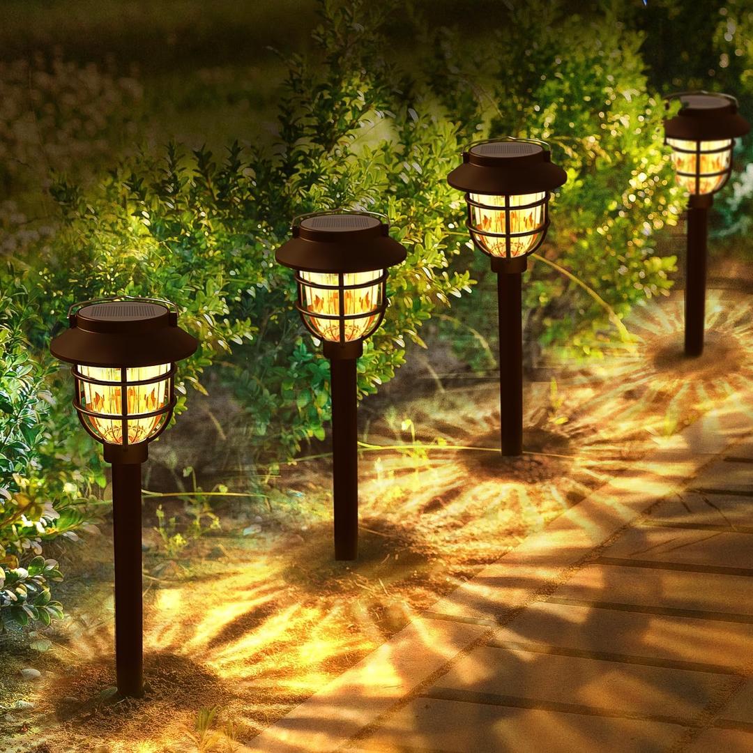 10 Pack Solar Pathway Lights Outdoor- Bright Solar Powered Garden Light with 3000K Warm LED, Auto On/Off Waterproof Path Lights Decorative, Landscape Lighting for Yard Patio Walkway Driveway