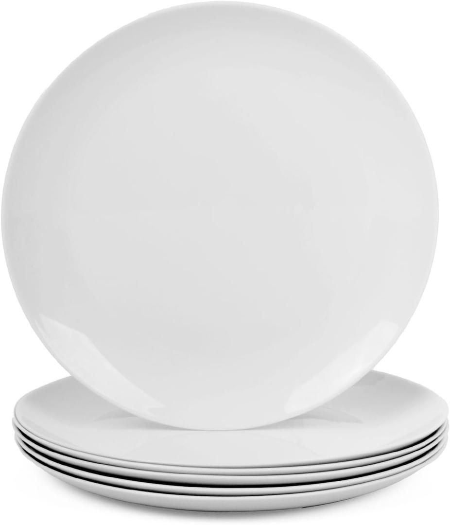 LaGlint 7.5 inch Appetizer Plate Set of 6, Lightweight Opal Glass Round White Salad Plates for Dessert Kitchen, Dishwasher and Microwave Safe
