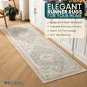 Istana Hallway Runner Rug 2.5x8 - Light Green/Pink Kitchen Rugs Non Slip Washable -Silk's Soft Touch Carpet Runner - Stylish Rugs for Home
