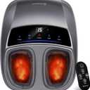 KINGJOY Foot Massager with Heat for Neuropathy, [2025 Upgraded], Deep Kneading Shiatsu Foot Massager for Plantar Fasciitis, Fits Up to Men Size 14, Gifts for Women Mom Men Dad Seniors (Gray)