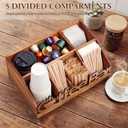 Coffee Station Organizer for Counter Wood Countertop Accessories Organizer Coffee Pods Holder Storage Basket for Pods Condiment Syrup Tea Cups Stirrers for Rustic Bar Decoration (Natural)