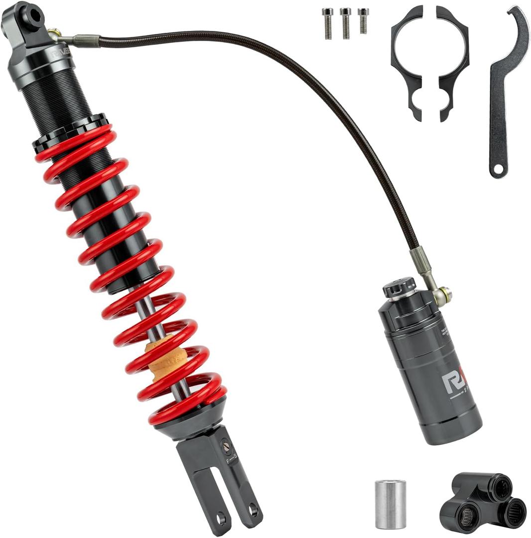 Adjustable 485mm Rear Shock Absorber Suspension, CNC Machining Process, Fit for Yamaha YFZ450 2004-2013, YFZ450R 2009-2020 ATV (1pcs, Red)