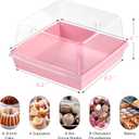 ZORRITA 7 x 7 x 4 Inches Paper Cake Boxes with Clear Lids, 20 Pack Disposable Charcuterie Boxes Square Food Containers for 4-6 Inch Cake, Dessert, Pie, Cupcake, Bakery (Pink)