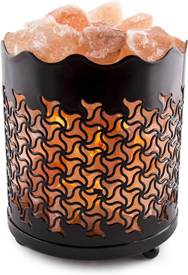 CRYSTAL DECOR Himalayan Pink Salt Lamp Basket & Dimmer Cord Bulb