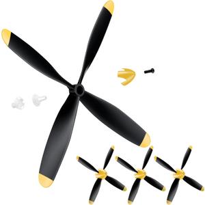 3 Sets Spare RC Plane Propellers Compatible with Mustang 400mm P51 RC Plane 4 Channel Remote Control Airplane 761-5, 761-5V2 with Propeller Savers Adapter(Yellow Nose)