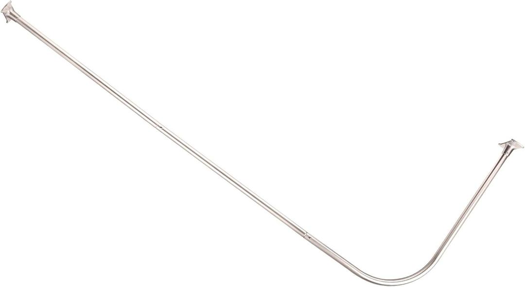 PrettyHome L Shapaed Bathroom Bathtub Corner Shower Curtain Rod Large Space 28"x68",Brushed Nickel Finished