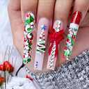 FITDON 550pcs C Curve Long French False Nail Tips, Clear Half Cover Acrylic Fake Nails for Nail Salons and DIY Nail Art