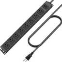 HHSOET Magnetic Mount Power Strip, 8 Outlet Mountable Socket, Metal Heavy Duty Surge Protector, Gaming Table Outlet, Easy to Fix Without Drilling or Taping, 10FT Extension Cord.(Black)