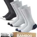 Pembrook 3 Pairs Viscose Bamboo Socks Mens - Premium Crew Work Socks, Moisture Wicking Socks Men for Hiking, Work Boot Socks Medium