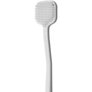 La dens Tongue Scraper – Dual Scraper & 120 Micro Brushes for Fresh Breath, Soft TPE, AntiGag Design (White)