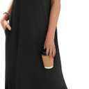 Zeagoo Summer Dresses for Women 2026 Black Long Maxi Sundresses Loose Split Wrinkle-Free Beach Travel Vacation Clothes, X-Small