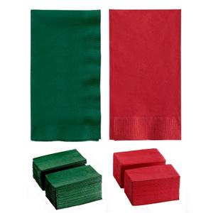 3 x Perfectware Christmas Paper Dinner Napkins, 2-Ply, Red and Green, 50 Count, 15 x 17 Inches
