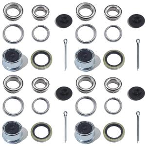 4 Sets 3500 lbs L68149 L44649 Bearing Kits for 1-3/8'' to 1-1/16'' #84 Spindle Boat Trailer Axle Bearing Kits with 171255TB Grease Seals,1.98'' Dust Caps & Cotter Pins