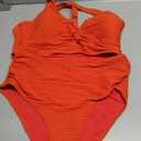 Herseas Women's Textured Bikini Sets Twist Front Top Swimsuits High Waisted Bathing Suits (Red, XL)