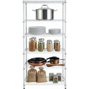 Honey-Can-Do 5-Tier Heavy Duty Adjustable Shelving Unit, 200-lb Per Shelf Metal Storage Rack, White Wire Shelf for Laundry Room Kitchen Craft Room, 36 x 14 x 72 in