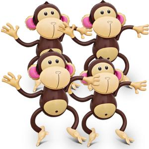 4E's Novelty Inflatable Monkeys - Pack of 4-27 Inch Large Monkeys Inflatables For Jungle Decor, Safari Birthday Decorations, Kids Animal Party Supplies, Baby Shower Favors 4E's Novelty Inflatable Monkeys - Pack of 4-27 Inch Large Monkeys Inflatables For Jungle Decor, Safari Birthday Decorations, Kids Animal Party Supplies, Baby Shower Favors