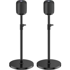 2 Pack Height Adjustable Speaker Stand for Homepod 1 and Homepod 2 Stand Built-in Cable Management - Heavy-Duty Floor Speaker Stands for HomePod 1st and 2nd Generation Speakers Easy to Install, Black