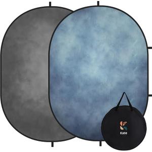 Kate 5x6.5ft(1.5x2m) Collapsible Backdrop Blue Grey Pop up Backgrounds Folding Photography Backdrops Photoshoot Prop