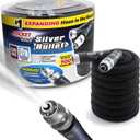 Pocket Hose Silver Bullet 50 ft Turbo Shot Nozzle Multiple Spray Patterns Expandable Garden Hose 3/4 in Solid Aluminum Fittings Lead-Free Lightweight and No-Kink