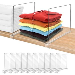 Acrylic Shelf Dividers for Closet Organization 10PCS Closet Shelf Divider Closet Dividers for Shelves Shelf Organizer for Closet Shelf Organizer for Wood Closet Separator Clear (10Pack)
