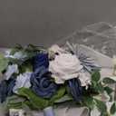 Ling's Moment Dusty Blue Bridal Bouquet Cascading, Wedding Bouquets for Bride, 15 Inch Bride Bouquets for Wedding Artificial Flowers Bouquets