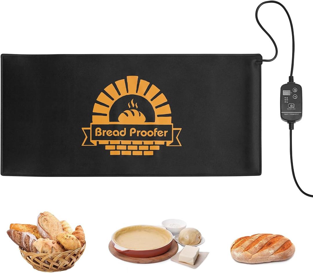 Bread Proofer Warming Mat - Sourdough Warming Mat Sourdough Dough Proofer for Fermenting with Thermostat Control Adjustable Temperature 59°F - 140°F (Oblong)