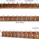 SKOLOO Coat Rack Wall Mounted - 38.6" Long, Wooden, Heavy Duty, Rustic Coat Hooks for Wall, Coat Rack with 10 Triple Hooks for Hanging Clothes, Jacket, Hat(Brown & Retro Red)