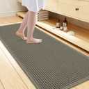 Smiry Waffle Bath Mat 60x24, Extra Soft Absorbent Bathroom Rugs, Non Slip Machine Washable Quick Dry Bath Rugs for Bathroom Floor, Tub, Shower, Home Decor Accessories, Green