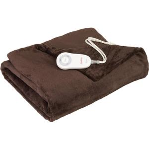 Sunbeam Electric Throw Royal Luxe Microplush Heated Blanket, 4 Heat Settings, 4-Hour Auto Shut-Off, Fast Heating, Warm and Cozy, Walnut Color, 50" x 60"