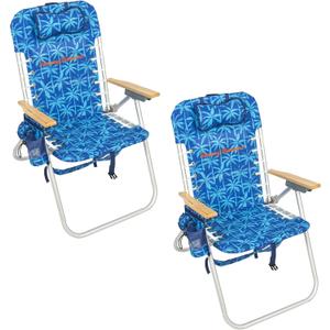 Tommy Bahama Hi-Boy 17" Seat Height 4-Position Lace-Up Suspension Folding Beach Backpack Chair