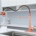 Copper Kitchen Faucet, Commerical Kitchen Faucet with Pull Out Sprayer, Kitchen Faucet with Deck Plate, Red Copper Faucet