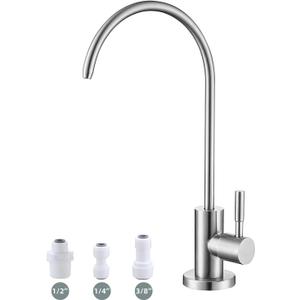Drinking Water Faucet,Easy to Install Sink Water RO Faucet,Lead-Free Reverse Osmosis Faucets for Kitchen Bar Sink,Brushed Nickel SUS304 Stainless Steel (Medium)